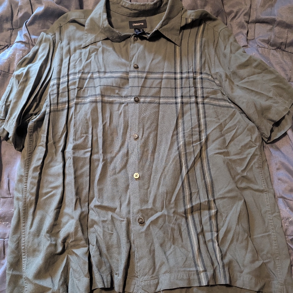 Olive Green Button-Up Shirt